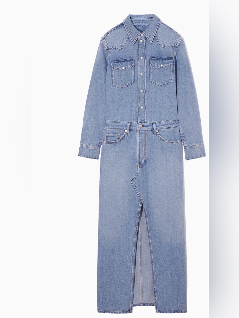 COS Denim Maxi Shirt Dress Organic Cotton Lyocell Relaxed Fit NWT